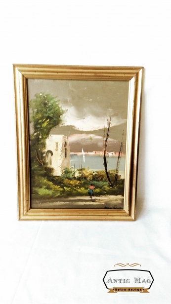 cadou pictura peisaj casa langa lac italia